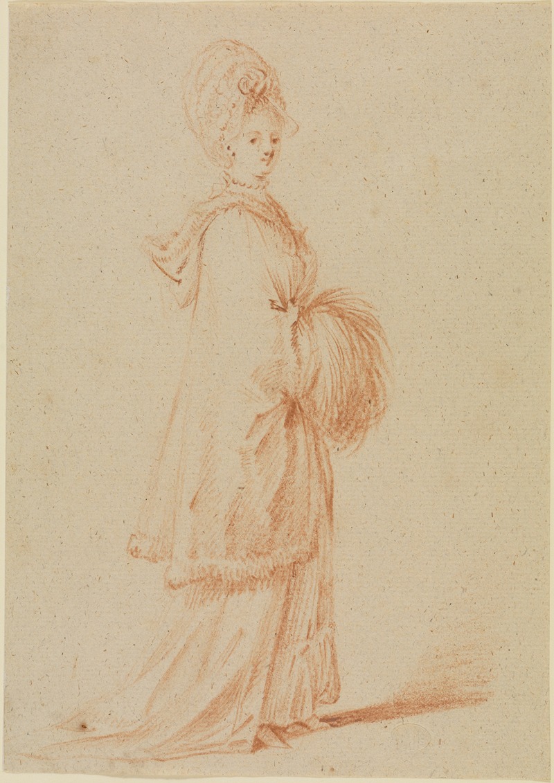Junge Dame im Cape mit Kapuze und Muff — Daniel Nikolaus Chodowiecki