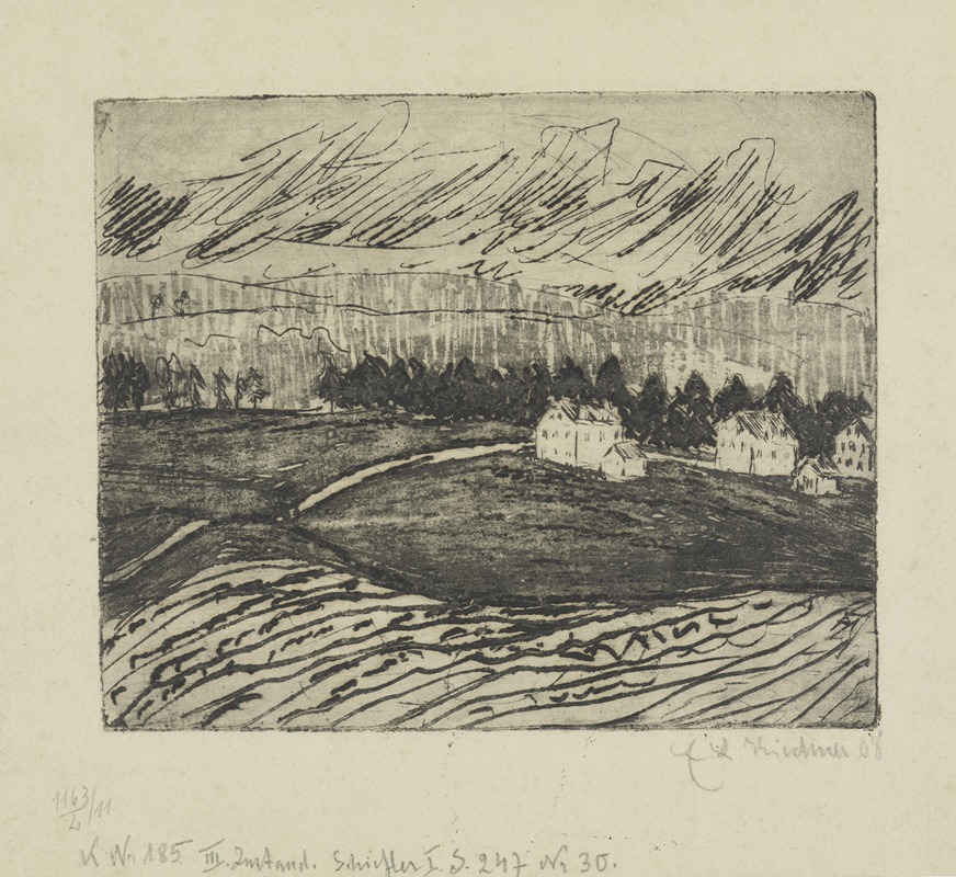 Äcker und Häuser im Erzgebirge by Эрнст Людвиг Кирхнер, 1908 — digital art print download