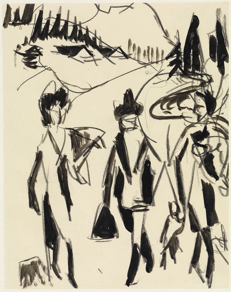 Drei Spaziergänger in einer Gebirgslandschaft — Ernst Ludwig Kirchner