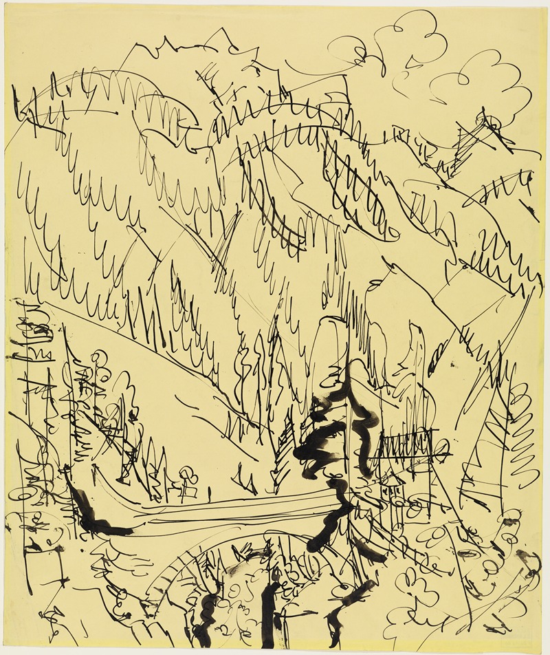 Gebirgslandschaft mit Brücke by Эрнст Людвиг Кирхнер — digital art print download