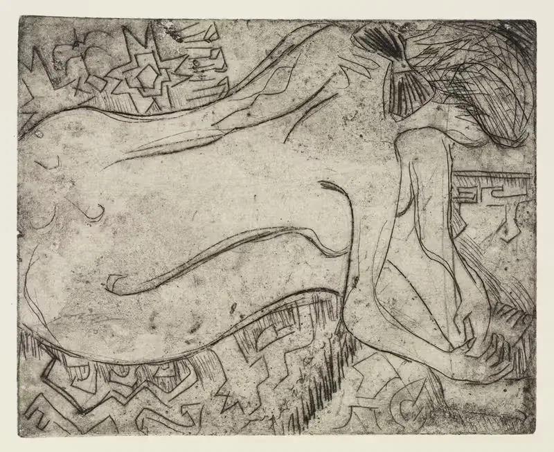 Nackte Frau bei der Pediküre — Ernst Ludwig Kirchner