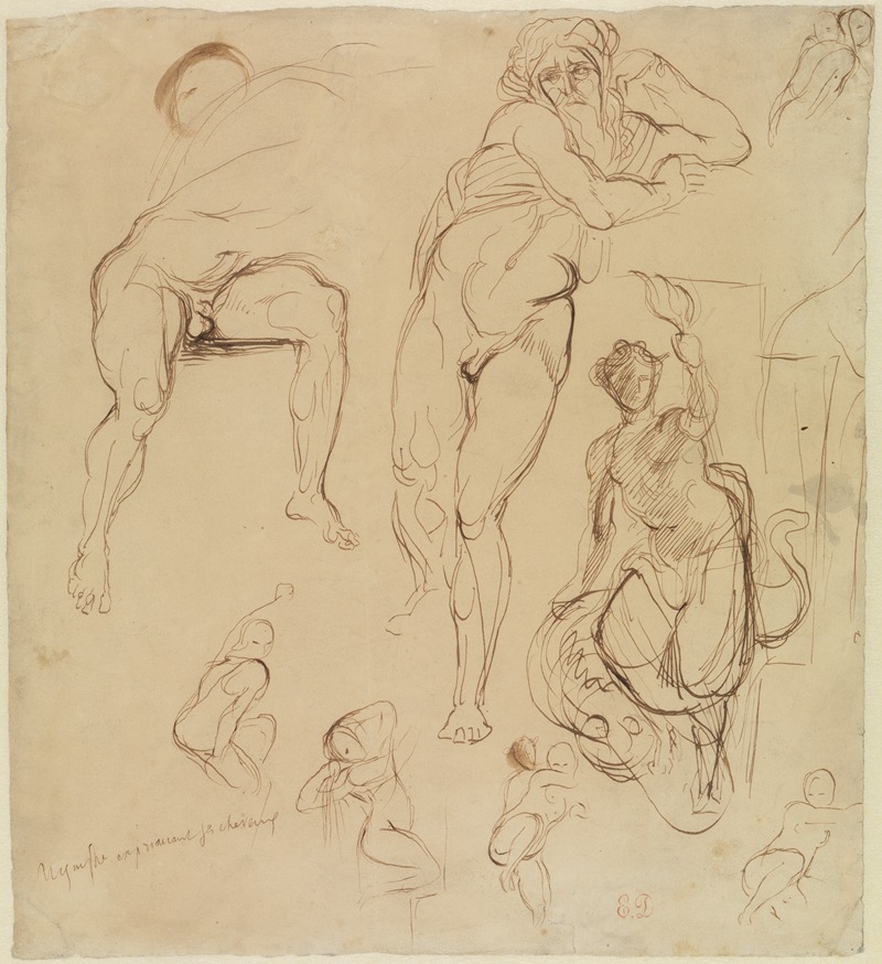 Zwei männliche und sechs weibliche Figuren — Eugène Delacroix
