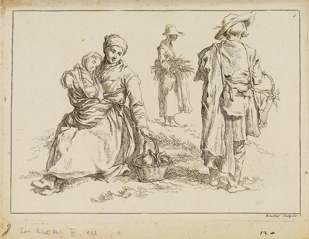 Figure studies by Франсуа Буше, 1735 — digital art print download