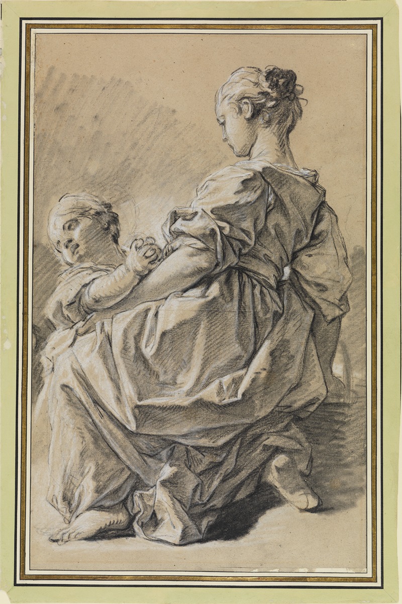 Kniende junge Frau mit Kind — François Boucher