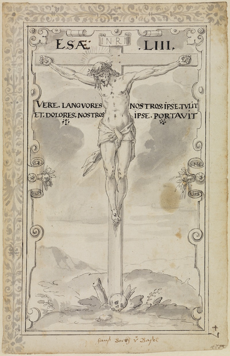 Riss mit Christus am Kreuz — Hans Bock the younger