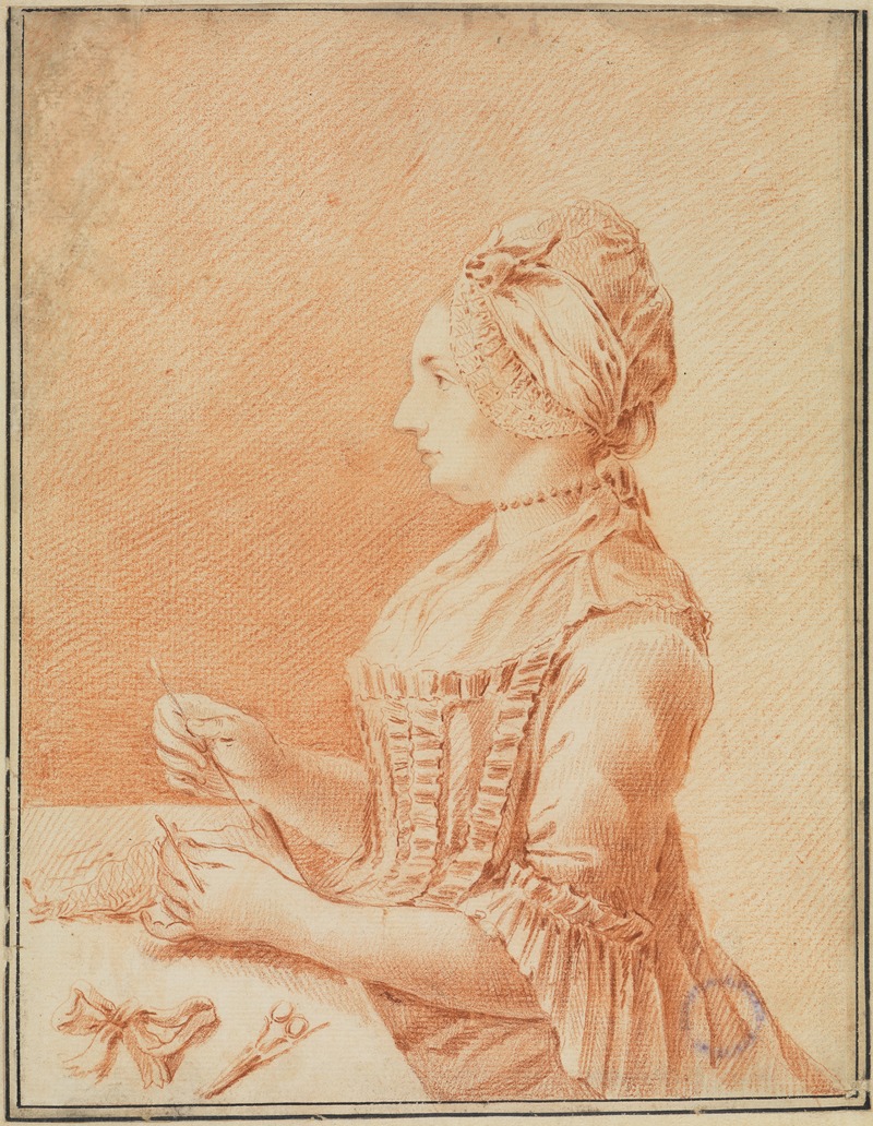 Dame mit der Handarbeit by Йозеф Меллинг — digital art print download
