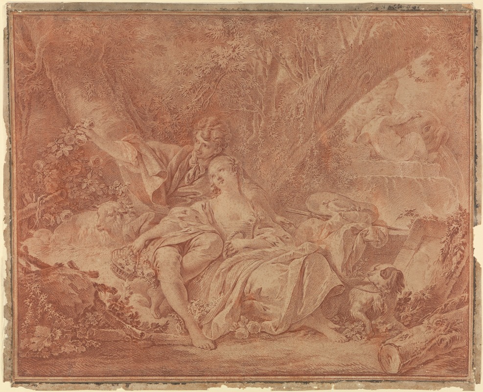 Schäfer und Schäferin by Markgräfin Karoline Luise von Baden — digital art print download