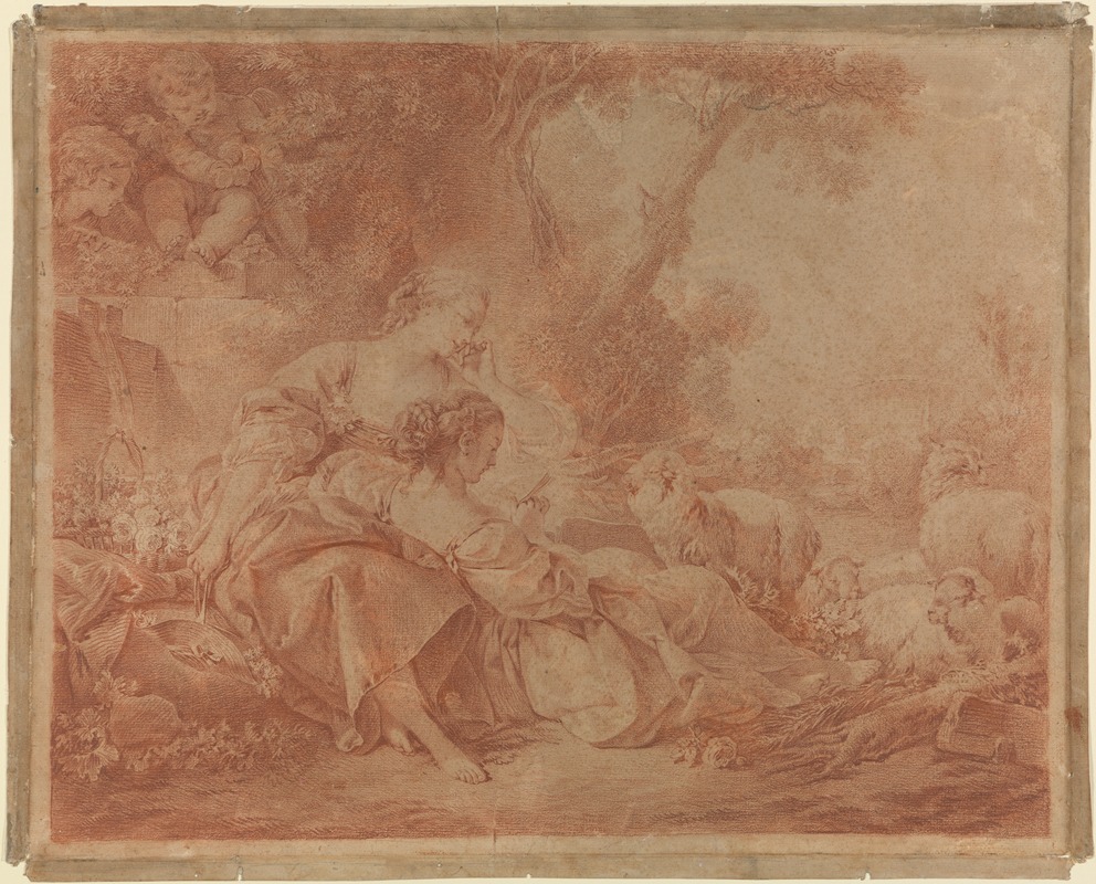 Zwei Schäferinnen by Markgräfin Karoline Luise von Baden — digital art print download