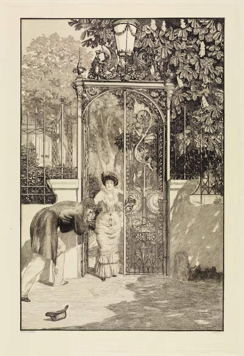 У ворот (Любовь, Опус X, Лист 3) by Макс Клингер, 1887-1920 — digital art print download