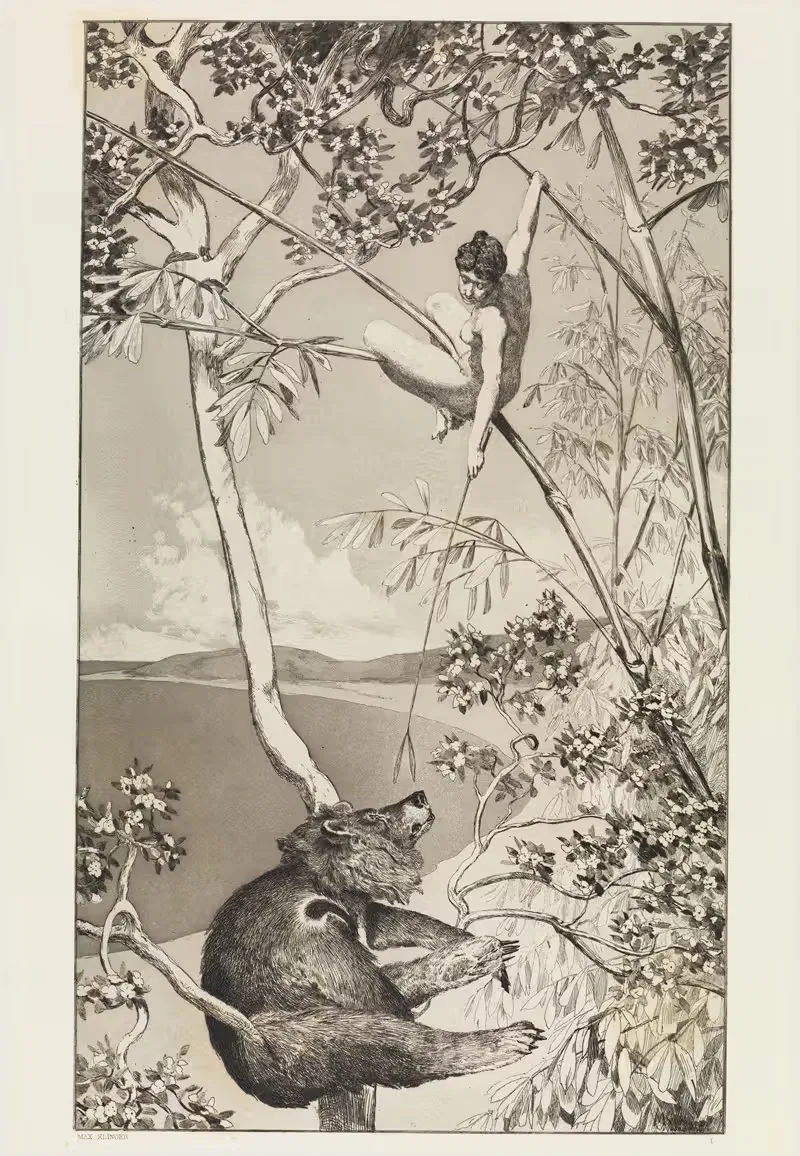 Медведь и фея (Интермеццо, Опус IV, Лист 1) by Макс Клингер, 1881 — digital art print download