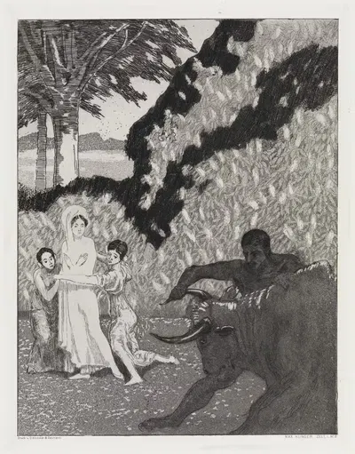 Der Stier (Zelt, Opus XIV, 1. Teil, Nr. 6) by Max Klinger, 1915 — digital art print download