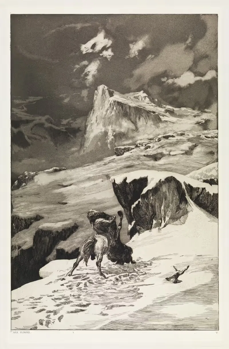 Сражающиеся кентавры (Интермеццо, Опус IV, Лист 5) by Макс Клингер, 1881 — digital art print download