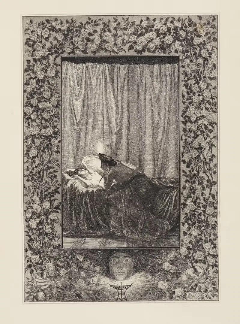 Psyche mit der Lampe (Amor und Psyche, Opus V, Blatt 19) — Max Klinger