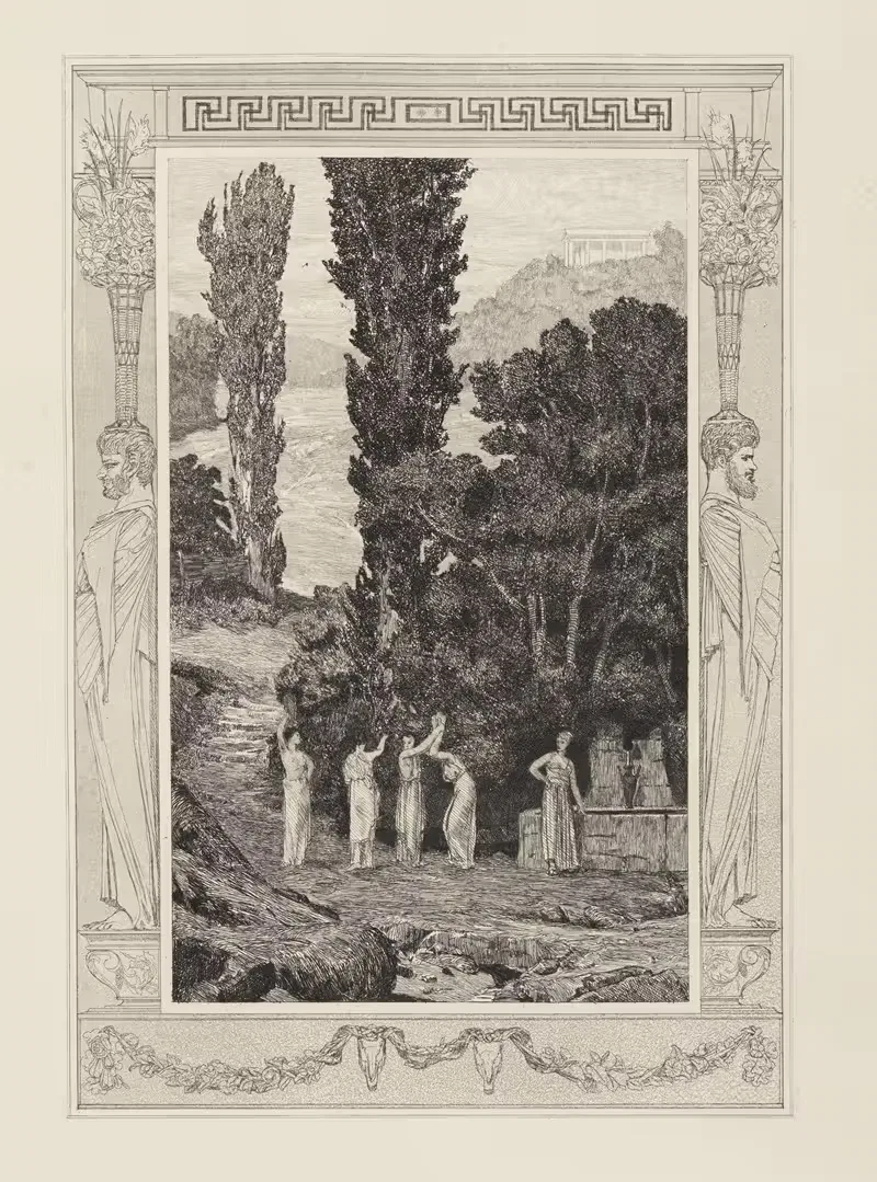 Psyche wandernd (Amor und Psyche, Opus V, Blatt 28) — Max Klinger