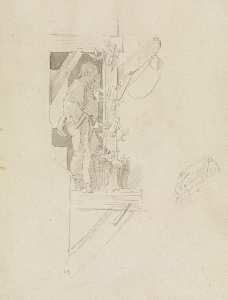 Moritz von Schwind auf dem Baugerüst by Мориц фон Швинд, 1838-1839 — digital art print download