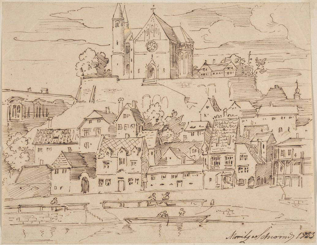 Stadtansicht by Мориц фон Швинд, 1855 — digital art print download