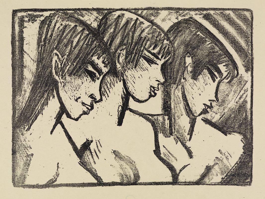 Drei Mädchen im Profil by Отто Мюллер, 1921 — digital art print download