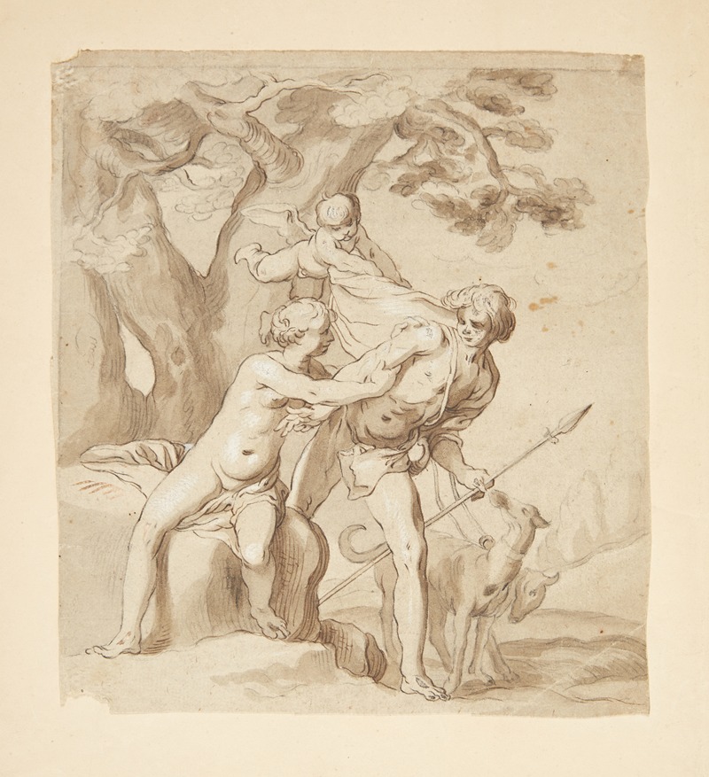 Venus and Adonis by Abraham Bloemaert — digital art print download