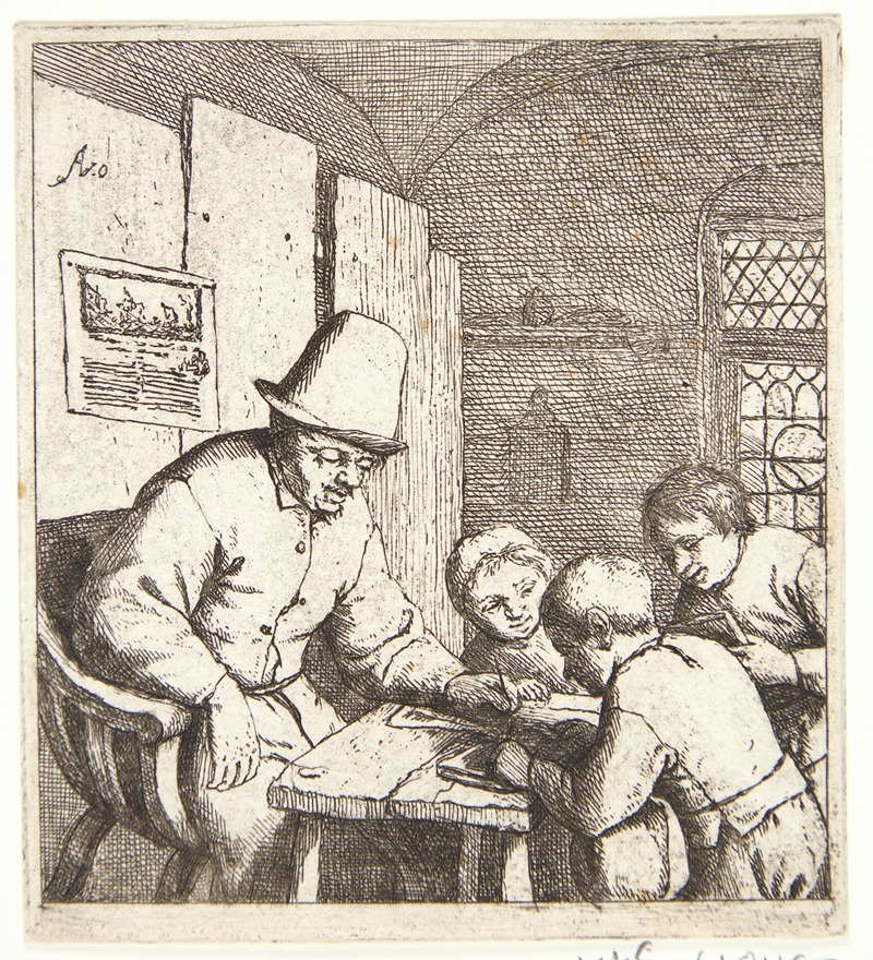 The school teacher by Adriaen van Ostade, 1644 — digital art print download