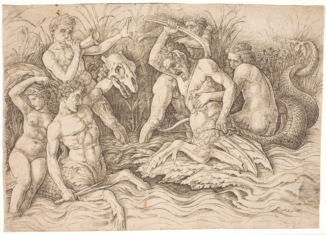Havgudernes kamp, højre halvdel — Andrea Mantegna