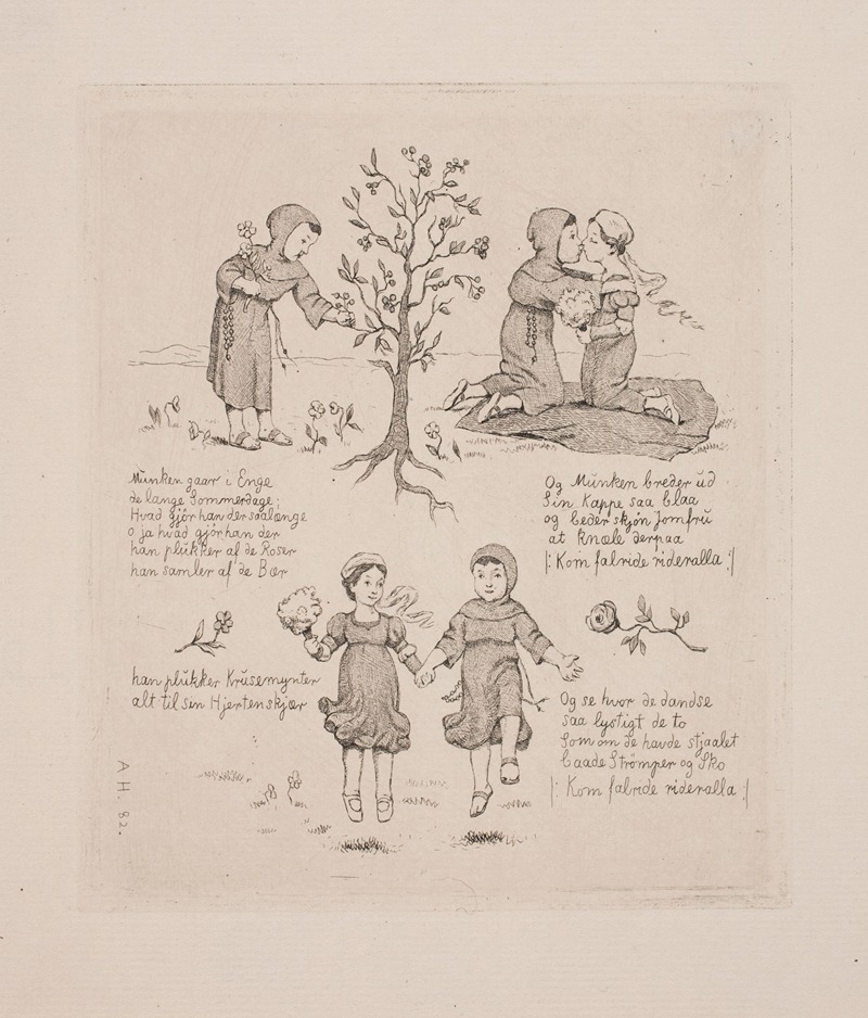 Munken går i enge by Axel Helsted, 1882 — digital art print download
