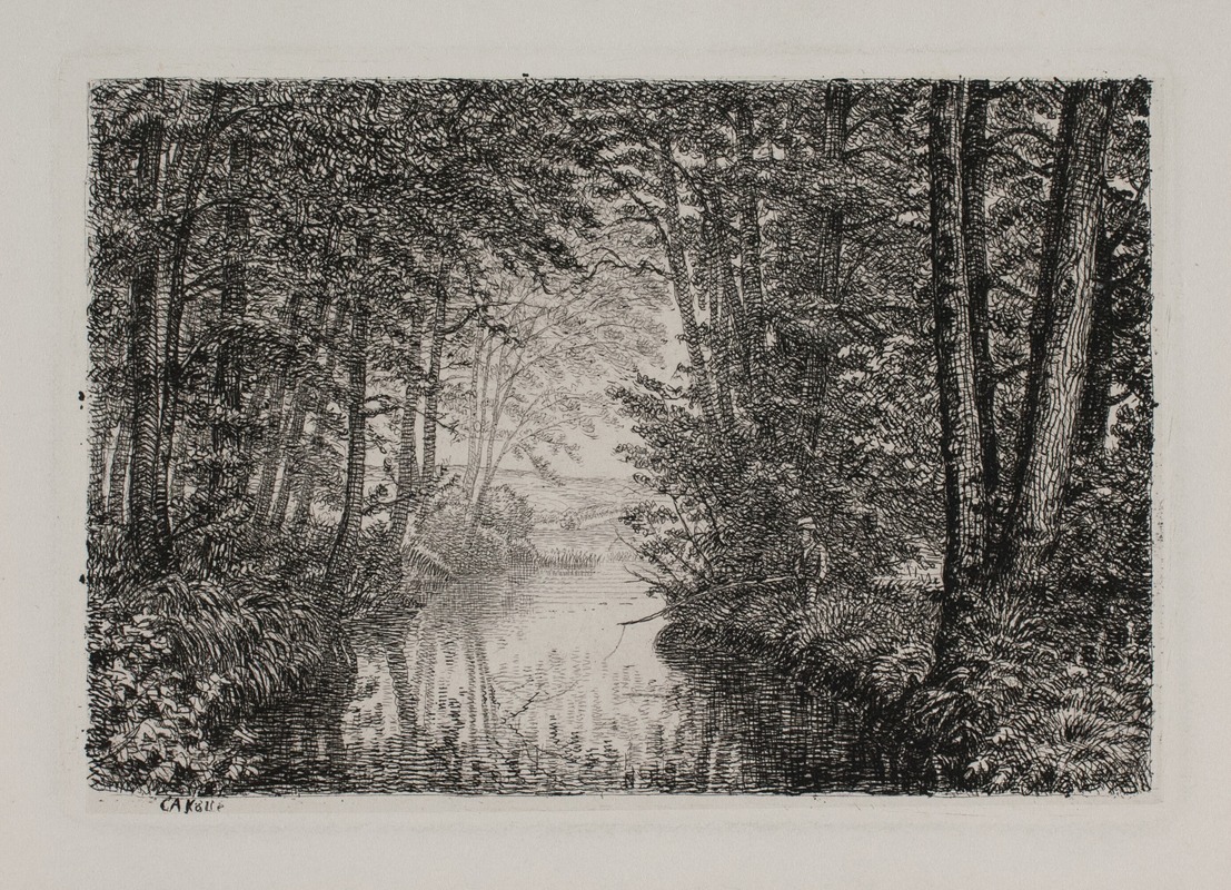 Åløb i en skov by CA Kølle, 1855 — digital art print download