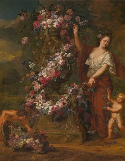 Allegorical Figure with Flowers by Gaspar Peeter Verbruggen the Younger, 1688 — digital art print download
