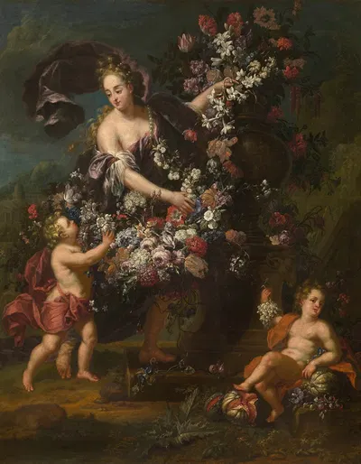 Allegorical Figure with Flowers by Gaspar Peeter Verbruggen the Younger, 1696 — digital art print download
