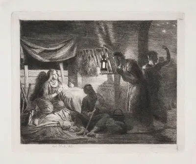 The worship of the shepherds by Карл Блох, 1881 — digital art print download