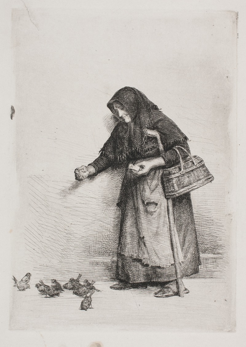 Konen med spurvene by Карл Блох, 1886 — digital art print download
