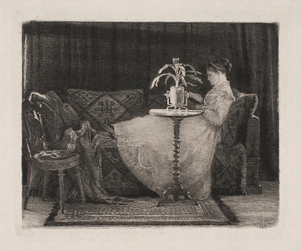 Reading lady by Карл Блох, 1882 — digital art print download