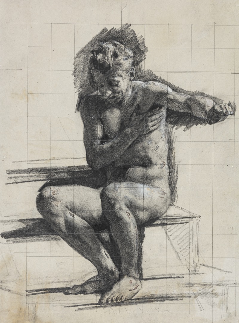 Mandlig modelfigur Studie til raderingen Badende mand by Карл Блох — digital art print download