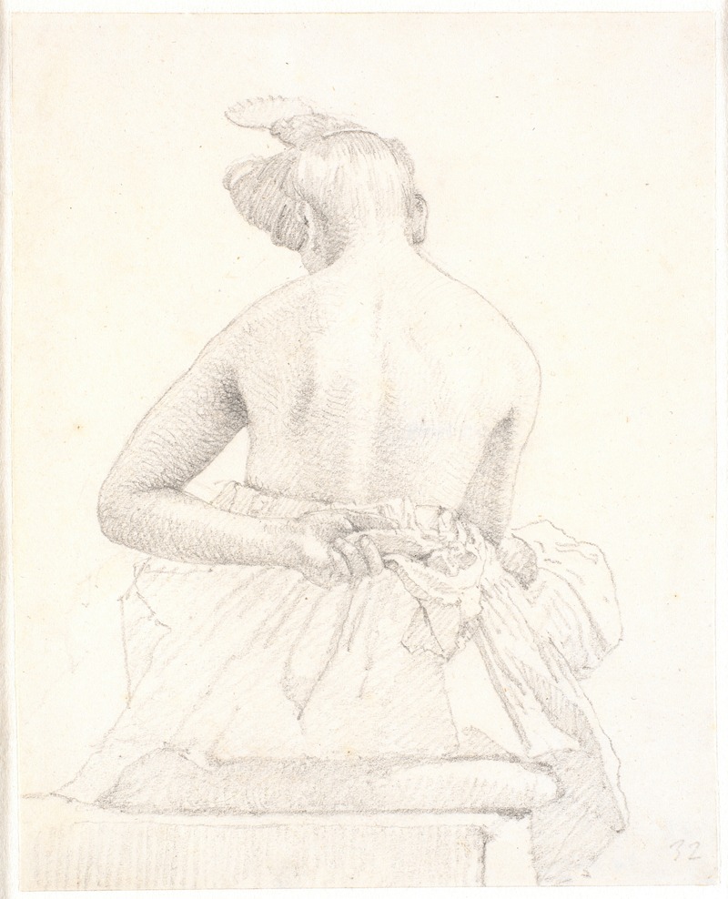 Siddende kvindelig model set bagfra by Christen Købke, 1833 — digital art print download