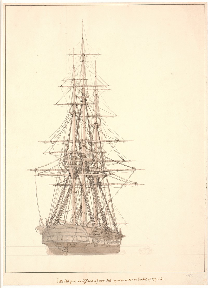 En fregat set agterfra by Кристоффер Вильгельм Эккерсберг, 1828 — digital art print download