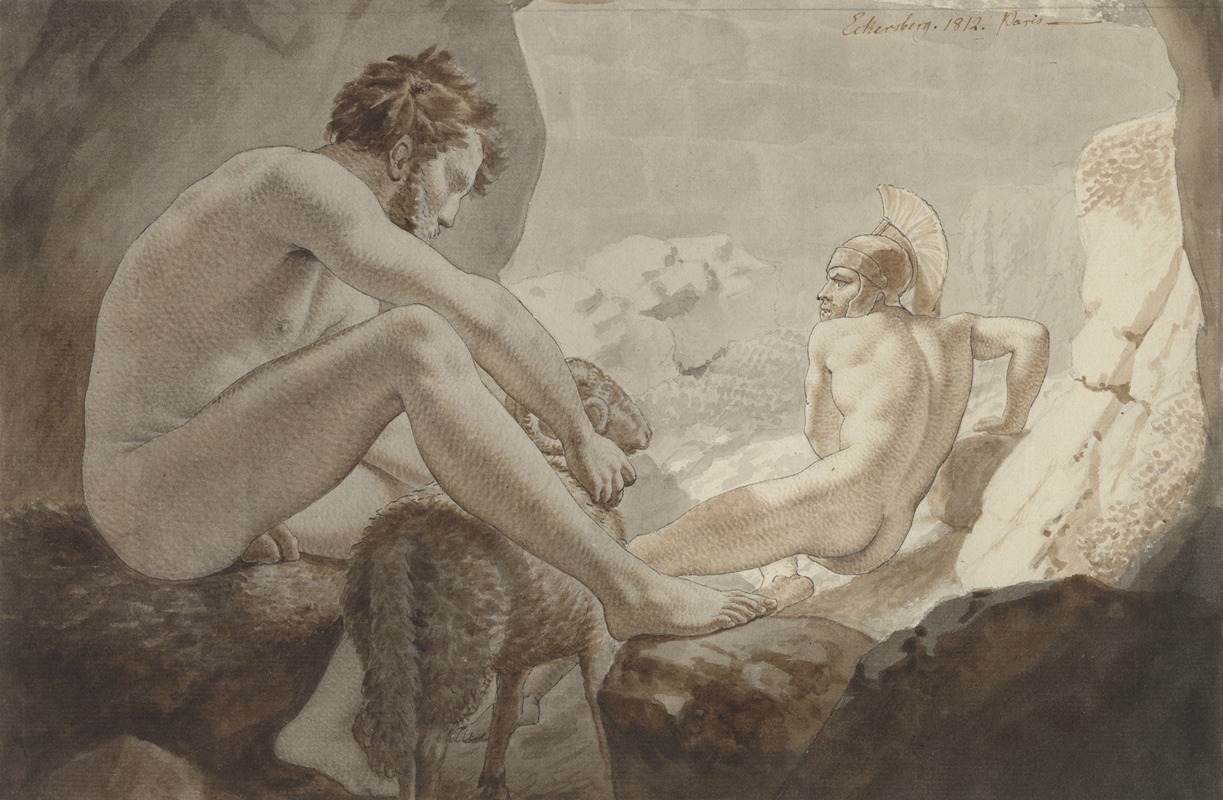 Odysseus flygter fra Polyfem — Christoffer Wilhelm Eckersberg