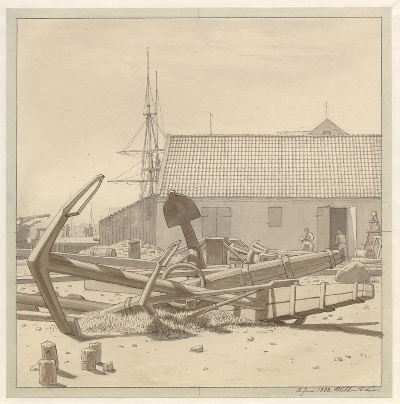 Skibsankre på Larsens Plads — Christoffer Wilhelm Eckersberg