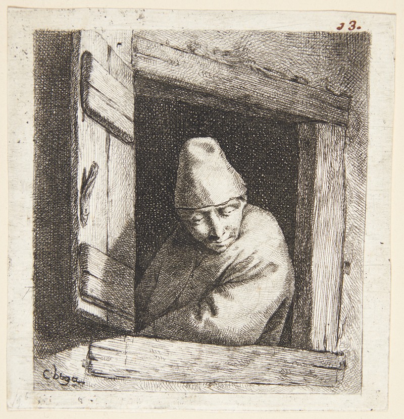 Bonde, der ser ud af et vindue by Корнелис Питерсзон Бега — digital art print download