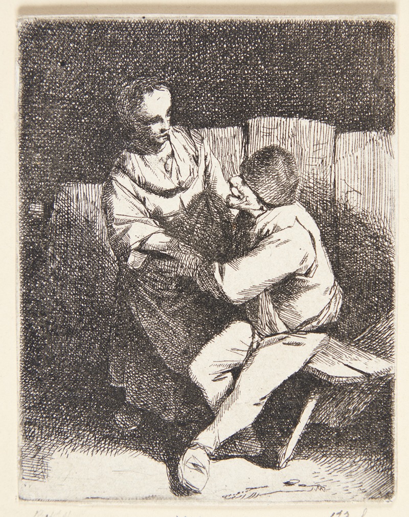En kvinde afviser en bondes tilnærmelser — Cornelis Pietersz. Bega