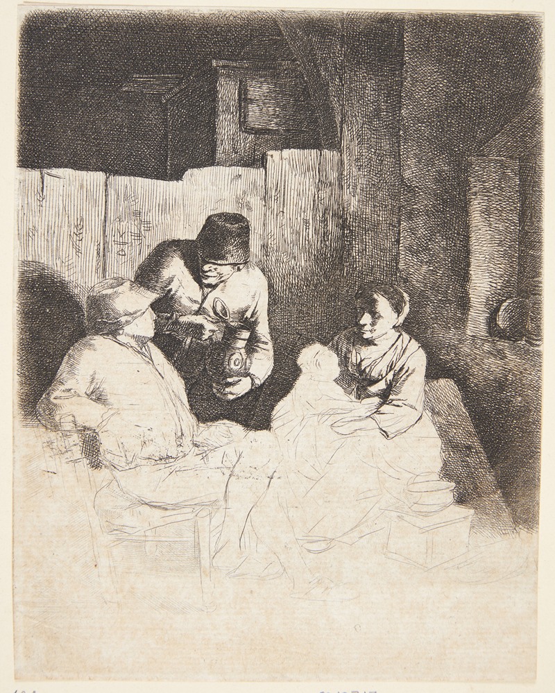 En mor med sit barn i en krostue — Cornelis Pietersz. Bega
