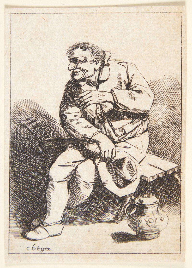 Siddende mand med sin hat i højre hånd — Cornelis Pietersz. Bega