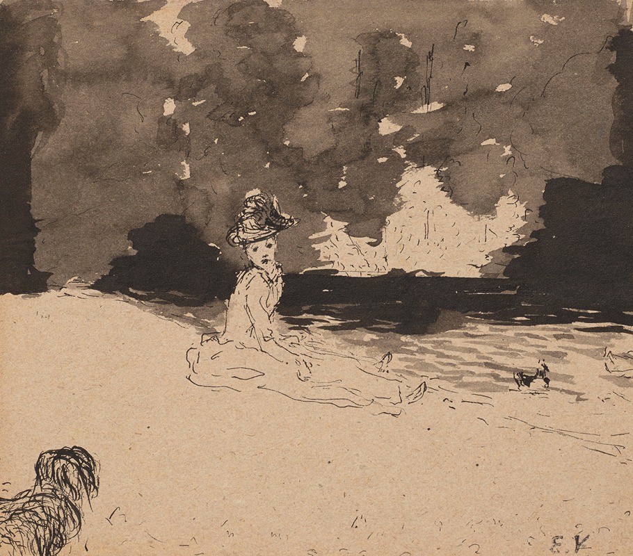 Élégante au bord d'un lac by Эдвард Вюйяр, 1894 — digital art print download
