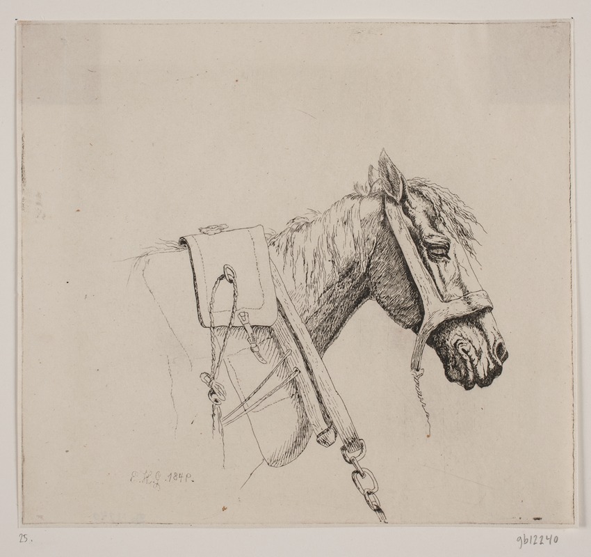 Et hestehoved by Emmerik Høegh-Guldberg, 1849 — digital art print download