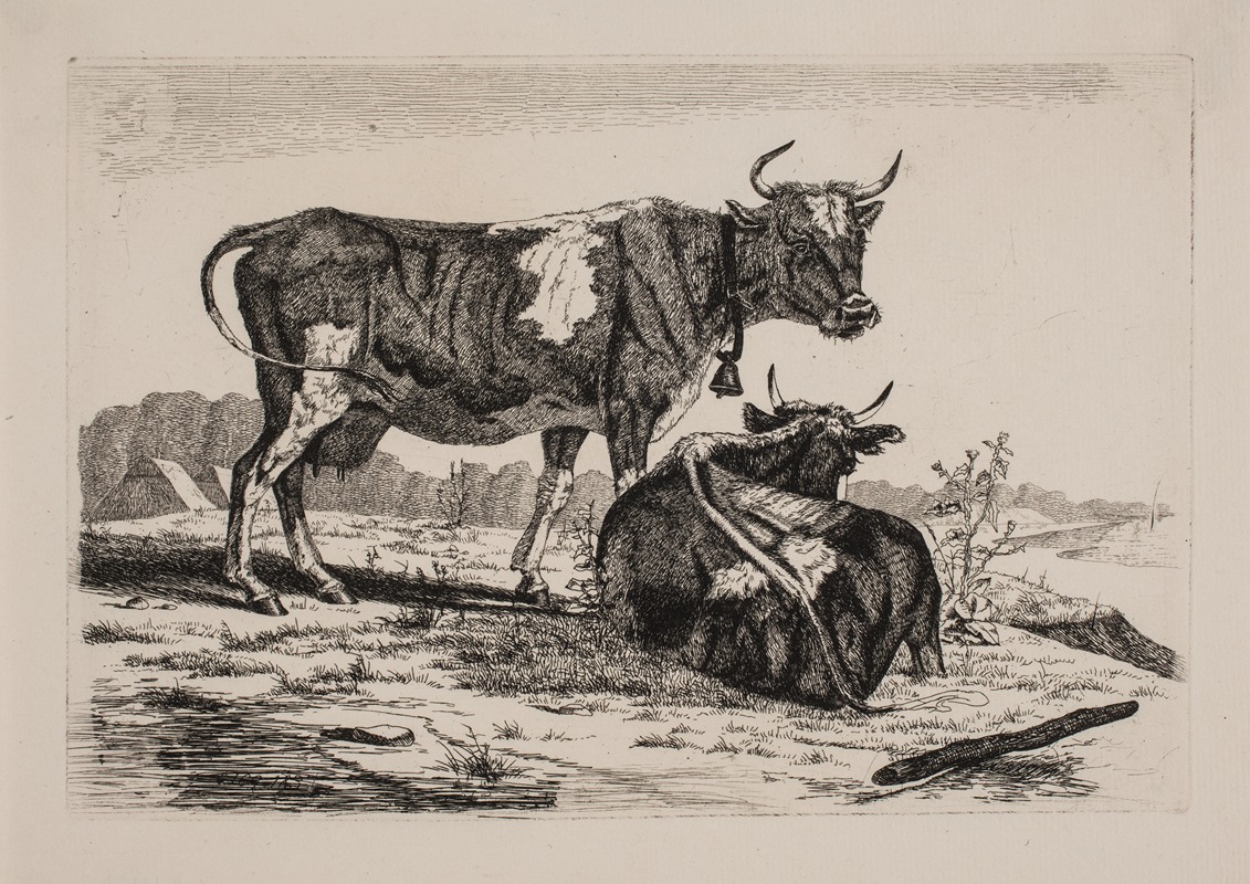 To køer i et landskab by Emmerik Høegh-Guldberg, 1831 — digital art print download