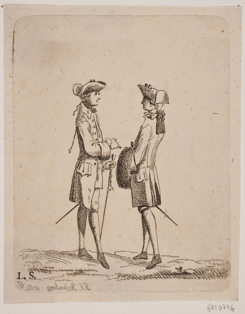To Kavallerer mødes by Georg Erdman Rosenberg, 1762 — digital art print download