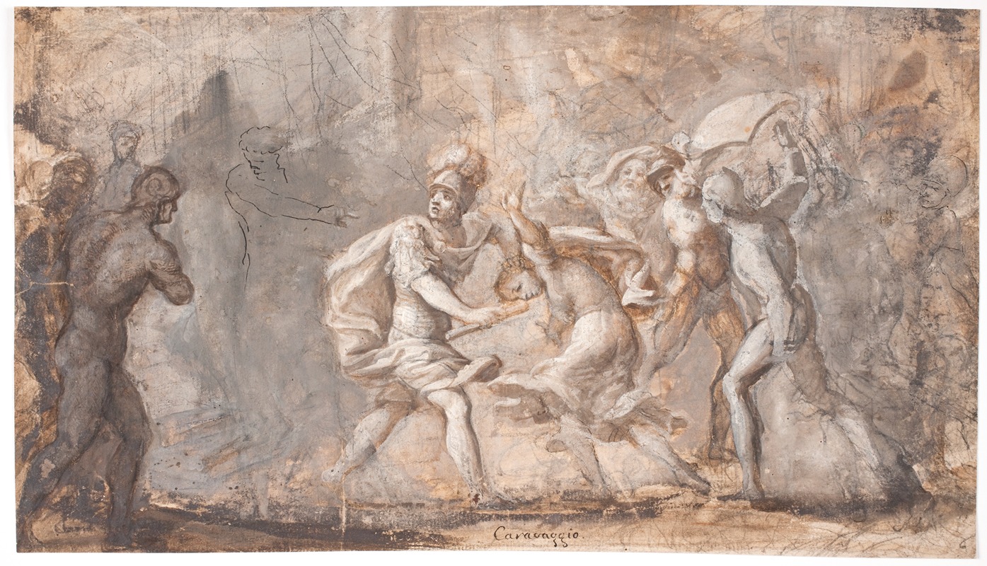 Tarpeia knuses under Sabinernes skjolde — Giovanni Angelo Canini