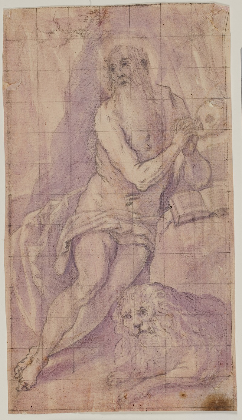 Den hellige Hieronymus i ørkenen by Giovanni de' Vecchi — digital art print download