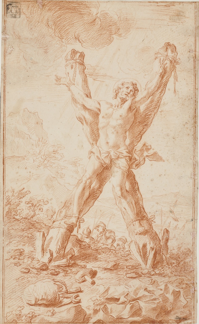 Den hellige Andreas' korsfæstelse eller den hellige Pantaleon by Giuseppe Ghezzi — digital art print download