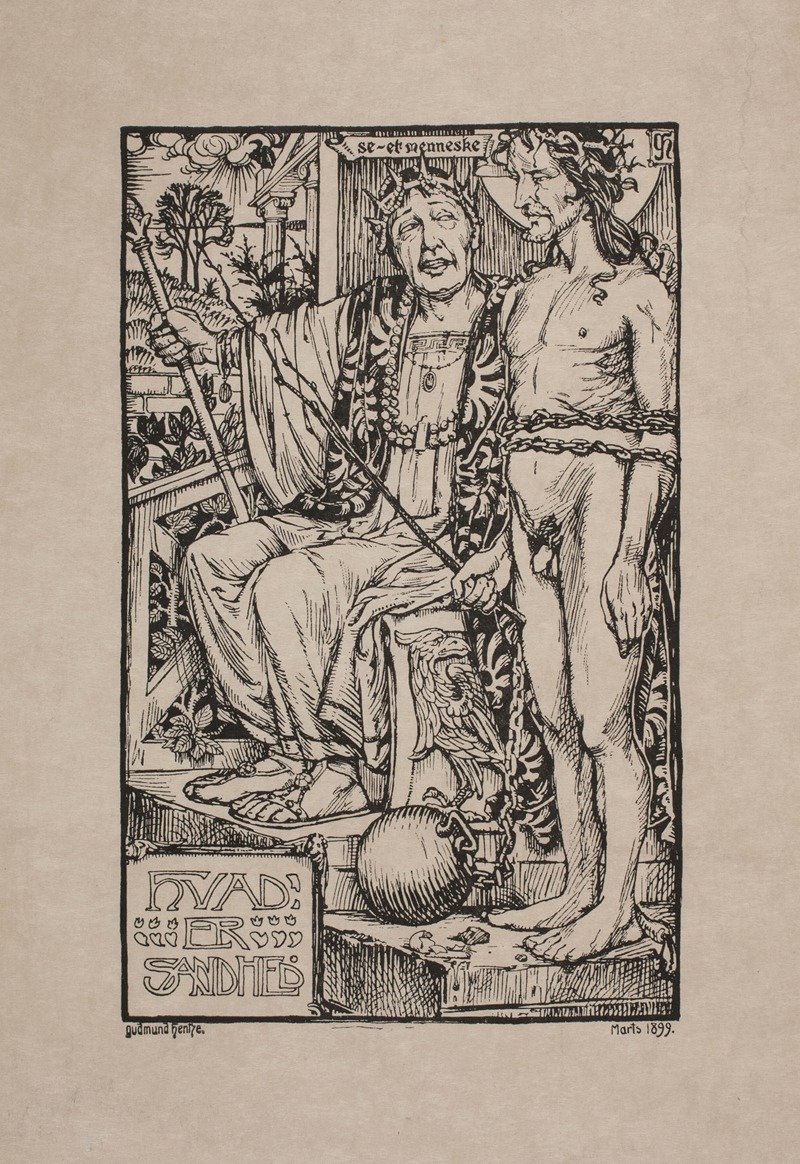 Kristus for Pilatus by Гудмунд Хентце, 1899 — digital art print download