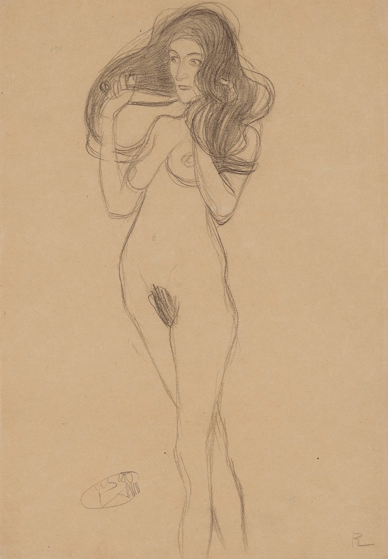 Stehender Mädchenakt nach links by Густав Климт, 1901 — digital art print download