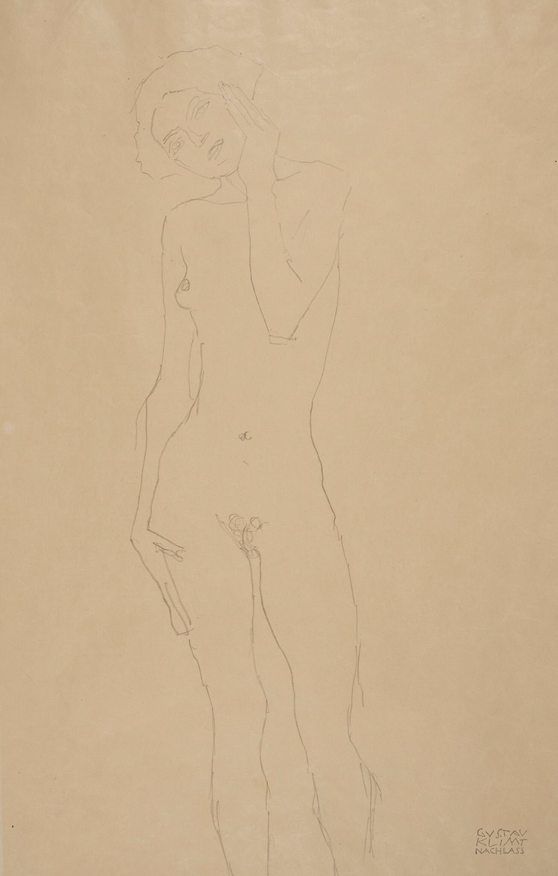 Stehender Mädchenakt von vorne by Густав Климт, 1913 — digital art print download